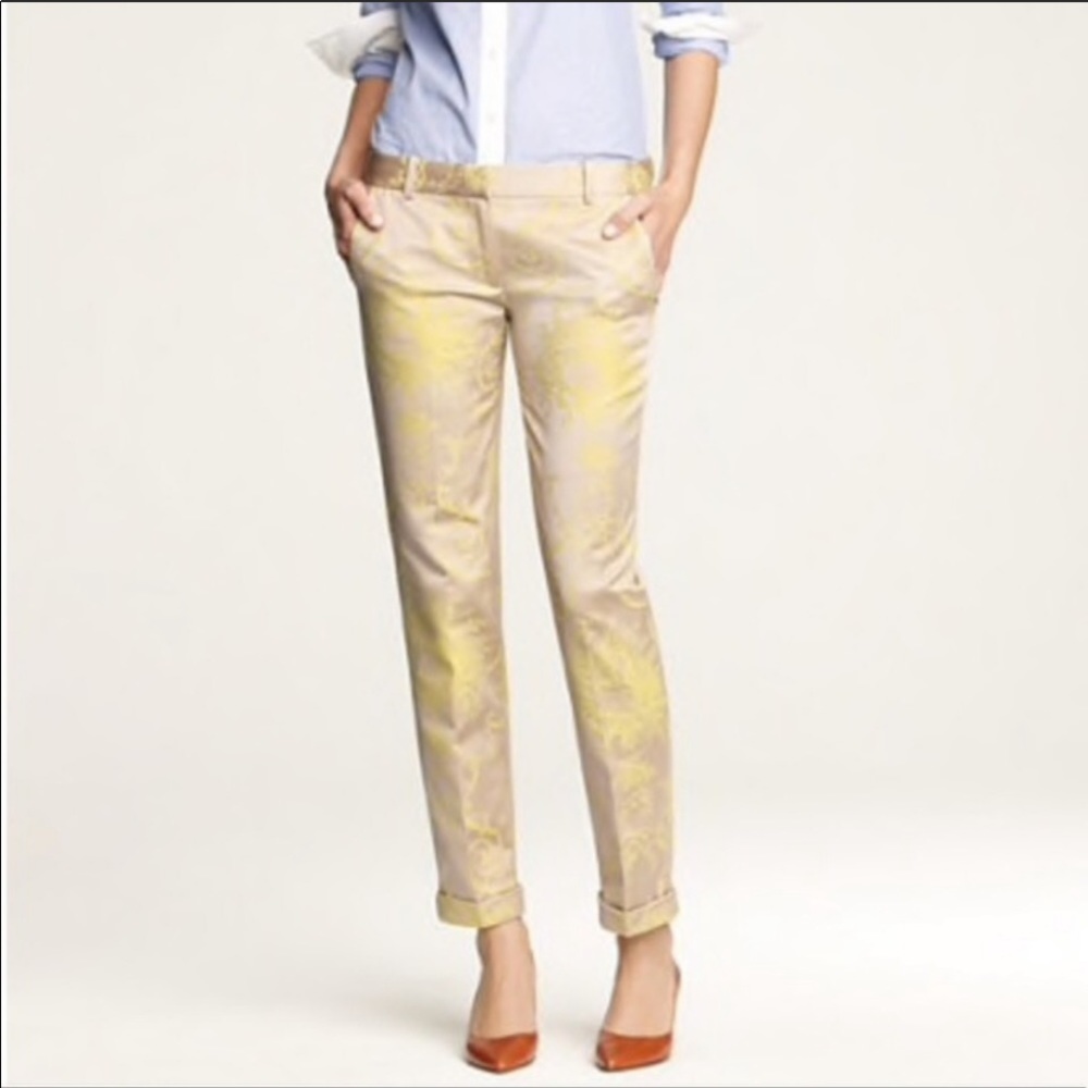 J. Crew Beige and Yellow Capris